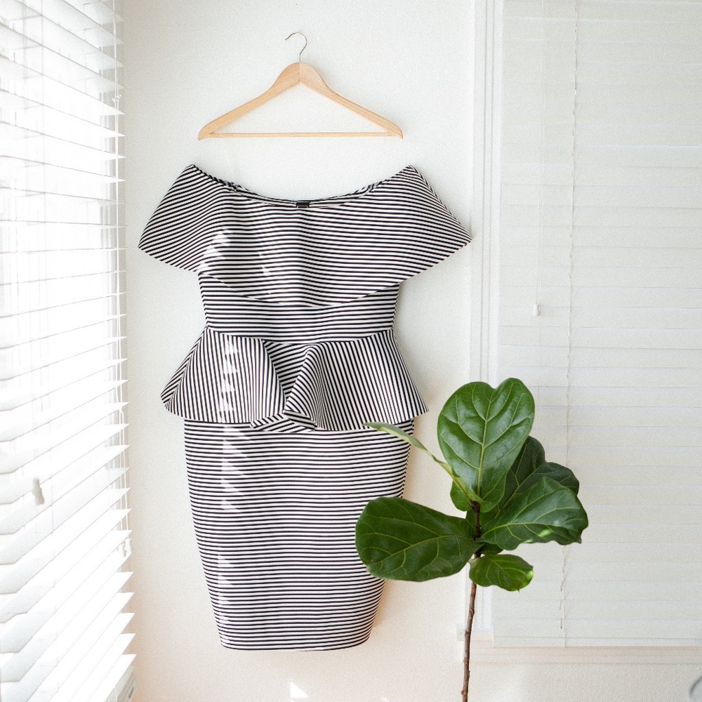 Libian Black and White Striped Party Dress